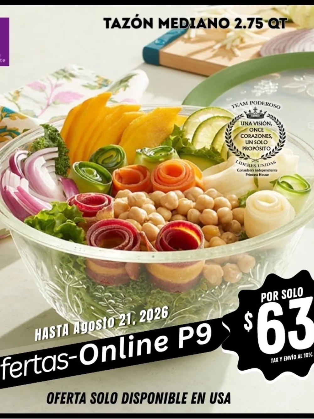 Princess House Clear Glass Serving Bowl - Transparent